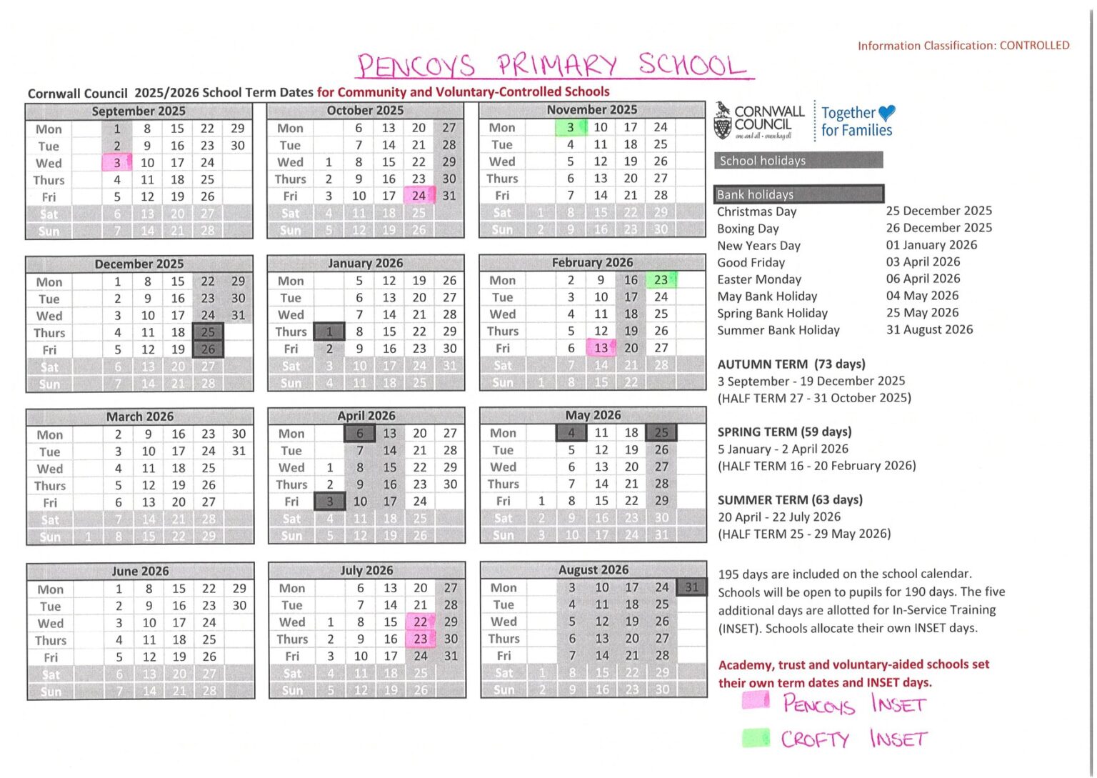 Term Dates - Pencoys School